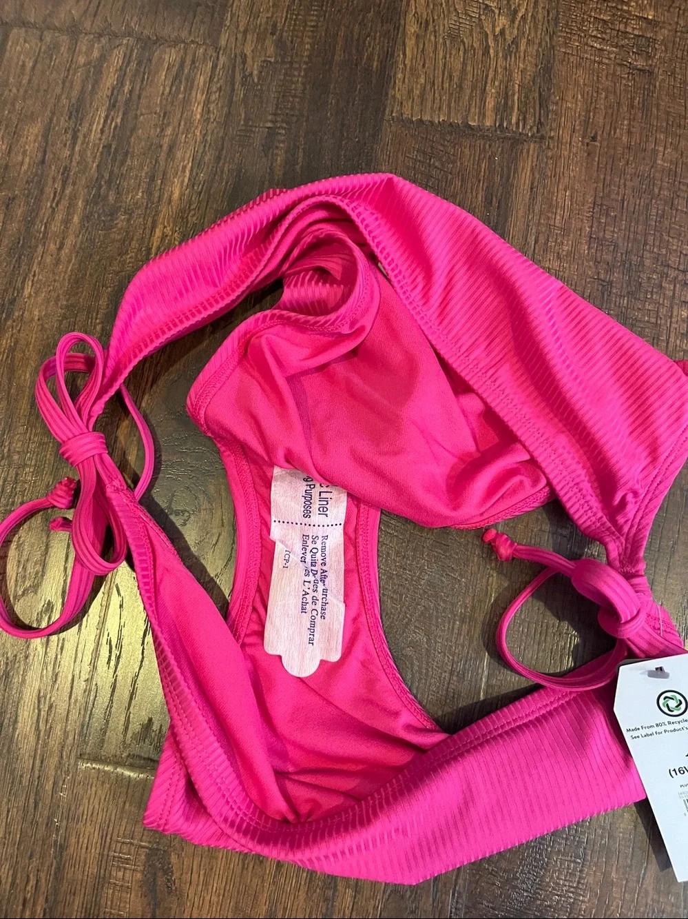 Time and Tru Women's Rib Side Tie Bikini Swim Bottom Size 1X (16W-18W) Fuchsia